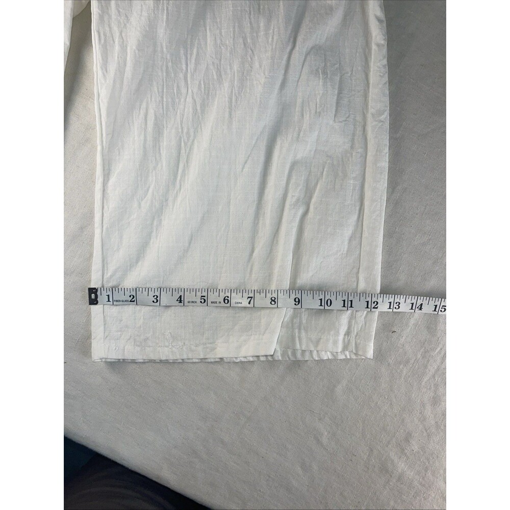 White Cotton Blend Beach Pool Coverup Summer Pants XL - Picture 11 of 11